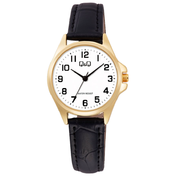 Q&Q Dameshorloge Goud Leren Band - C37A-012PY