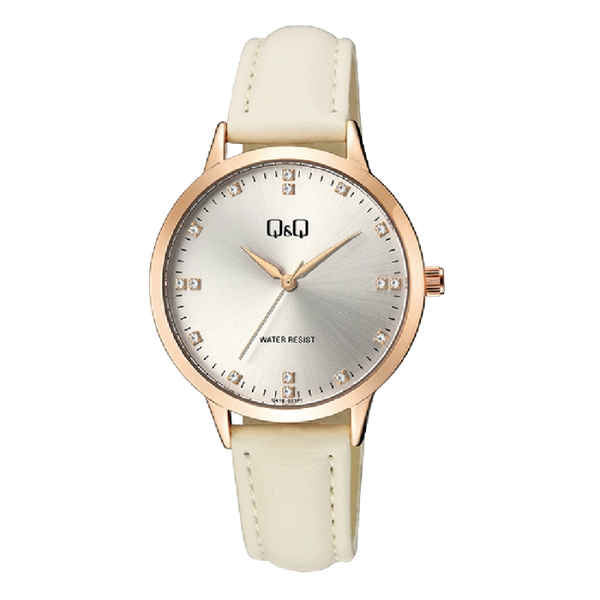 Q&Q Dameshorloge Goud Leren Band - Q41B-003PY