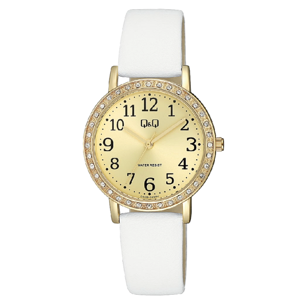 Q&Q Dameshorloge Goud Metaal Leren Band – 1042 Q32B-002PY