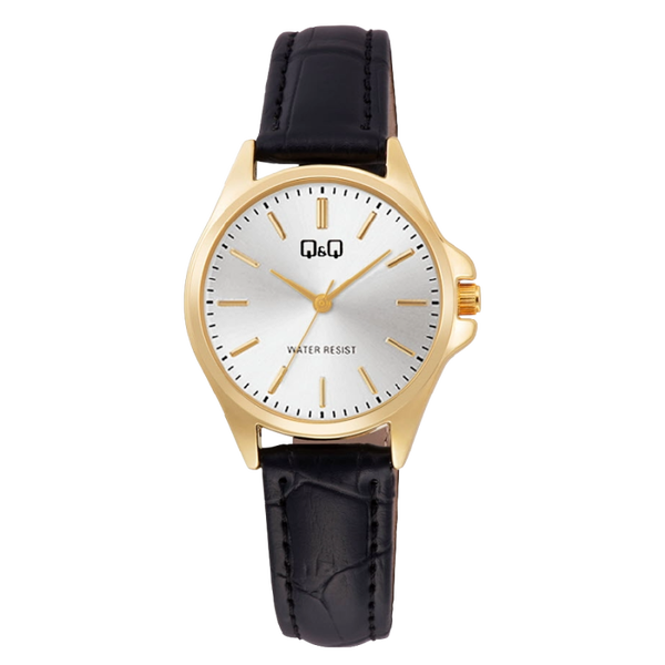Q&Q Dameshorloge Goud Metaal Leren Band – 1084 C37A-010PY