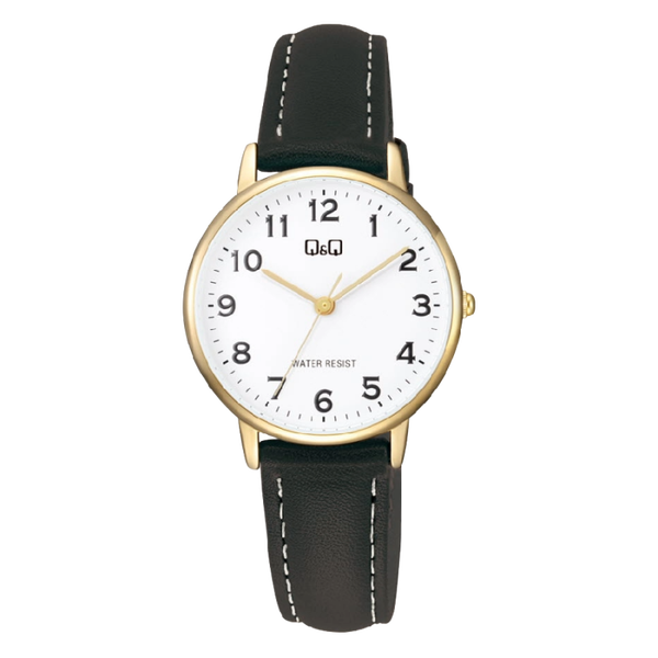 Q&Q Dameshorloge Goud Metaal Leren Band – 1134 C65A-003PY