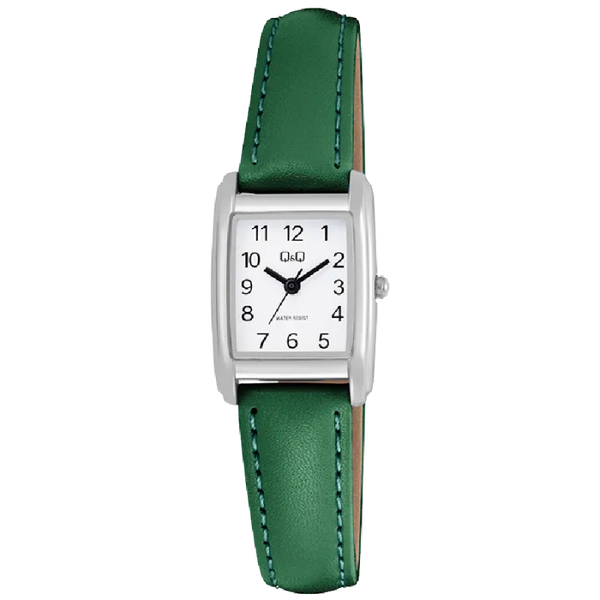 Q&Q Dameshorloge Groen Metaal Leren Band - Q44C-008PY