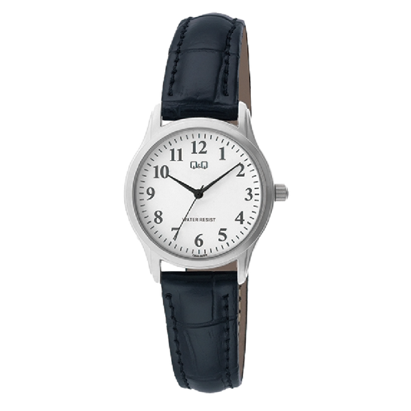 Q&Q Dameshorloge Zilver Leren Band - C03A-007PY