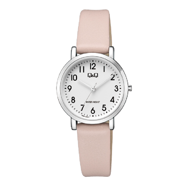 Q&Q Dameshorloge Zilver Leren Band - Q58A-003PY