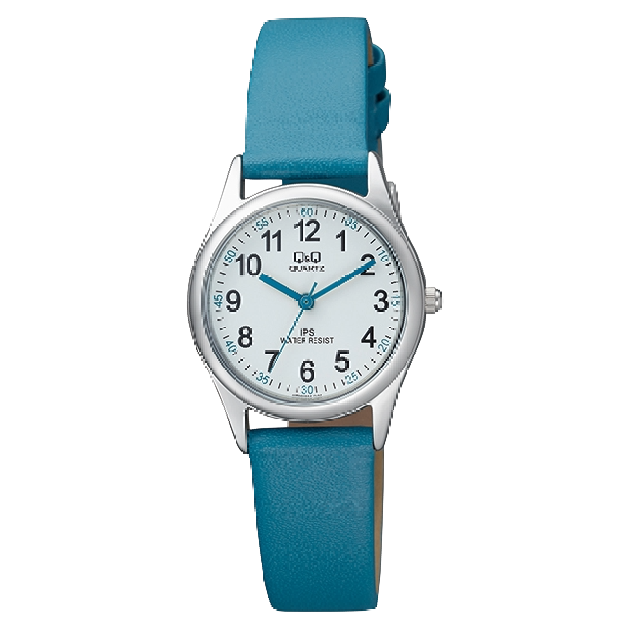 Q&Q Kinderhorloge Zilver Leren Band - QZ09J344Y