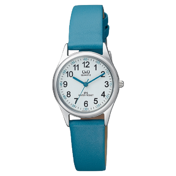 Q&Q Kinderhorloge Zilver Leren Band - QZ09J344Y