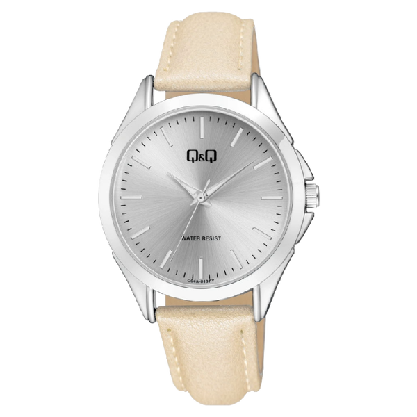 Q&Q Dameshorloge Zilver Metaal Leren Band – 1009 C04A-019PY
