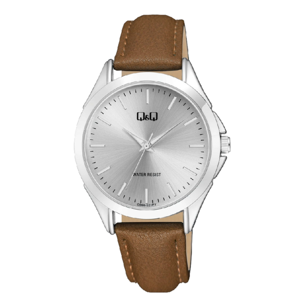 Q&Q Dameshorloge Zilver Metaal Leren Band – 1011 C04A-021PY