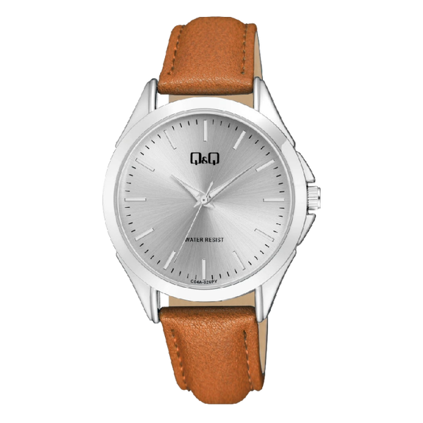 Q&Q Dameshorloge Zilver Metaal Leren Band – 1014 C04A-026PY