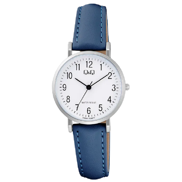 Q&Q Dameshorloge Zilver Metaal Leren Band - C66A-006PY