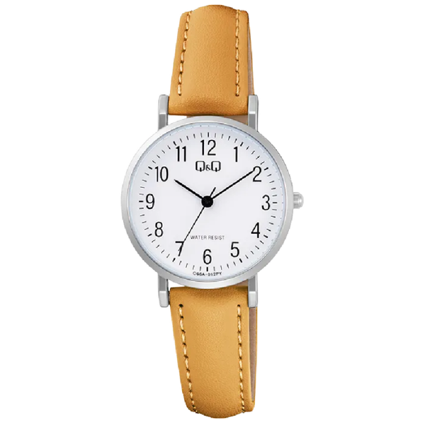 Q&Q Dameshorloge Zilver Metaal Leren Band - C66A-012PY
