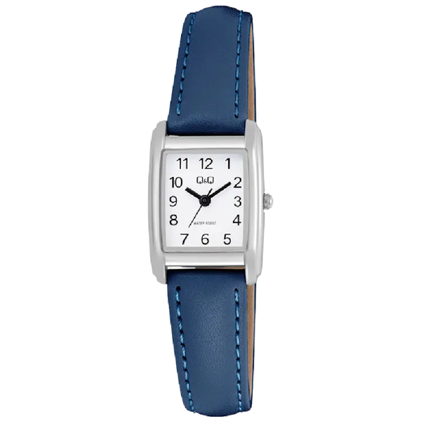 Q&Q Dameshorloge Zilver Metaal Leren Band - Q44C-003PY