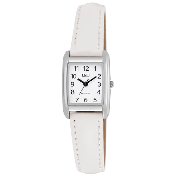 Q&Q Dameshorloge Zilver Metaal Leren Band - Q44C-008PY