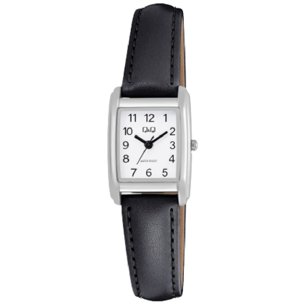 Q&Q Dameshorloge Zilver Metaal Leren Band - Q44C-011PY