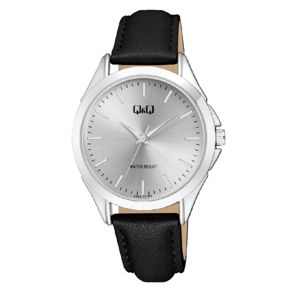 Q&Q Dameshorloge Zilverkleurig Leren Band - C04A-017PY