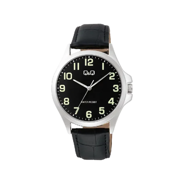 Q&Q Herenhorloge Goud Metaal Leren Band - C36A-014PY