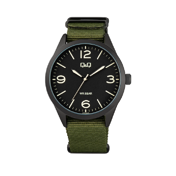 Q&Q Herenhorloge Zwart met Nylon Band - Q77B-004PY