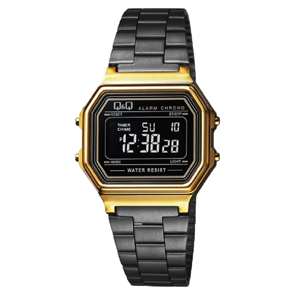 Q&Q Herenhorloge Goud Digitaal Kunststof Band - M173-004Y