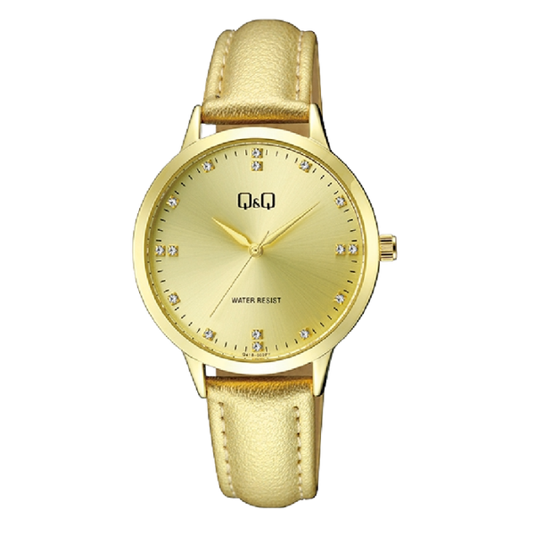 Q&Q Dameshorloge Goud Leren Band - Q41B-002PY