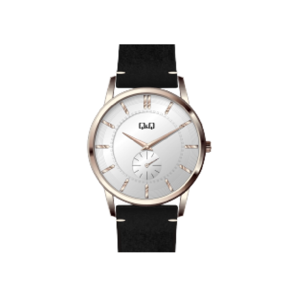 Q&Q Herenhorloge Roségoud Leren Band - QA60J806Y