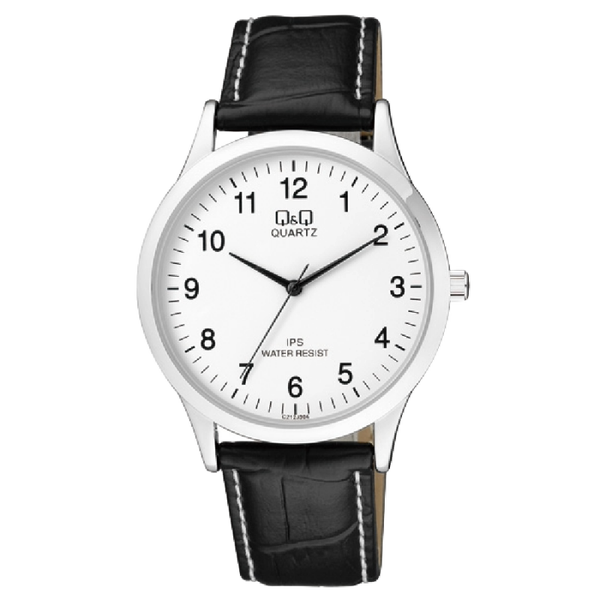 Q&Q Herenhorloge Zilver Leren Band - C212J304Y