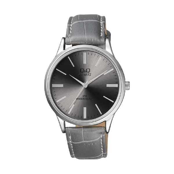 Q&Q Herenhorloge Zilver Metaal Leren Band - 177 C214J322Y