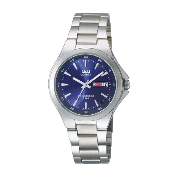 Q&Q Herenhorloge Zilver RVS Dagfunctie Datumfunctie 230 A164J212Y