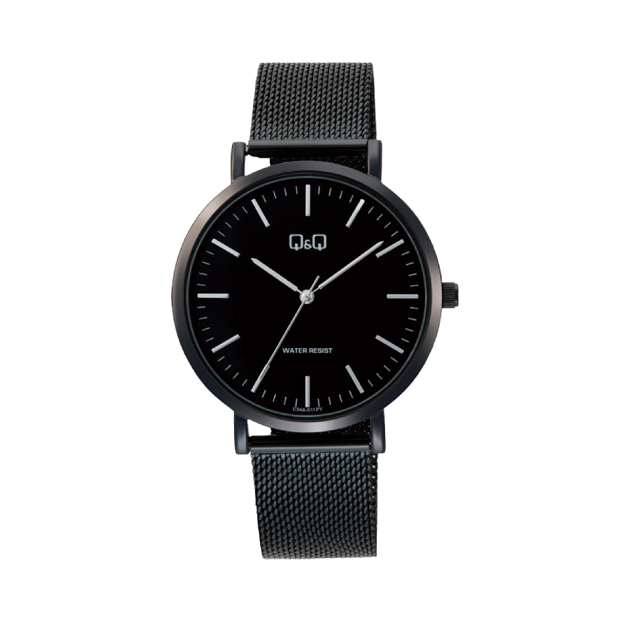 Q&Q Herenhorloge Zwart RVS Mesh Milanese - 1115 C34A-011PY