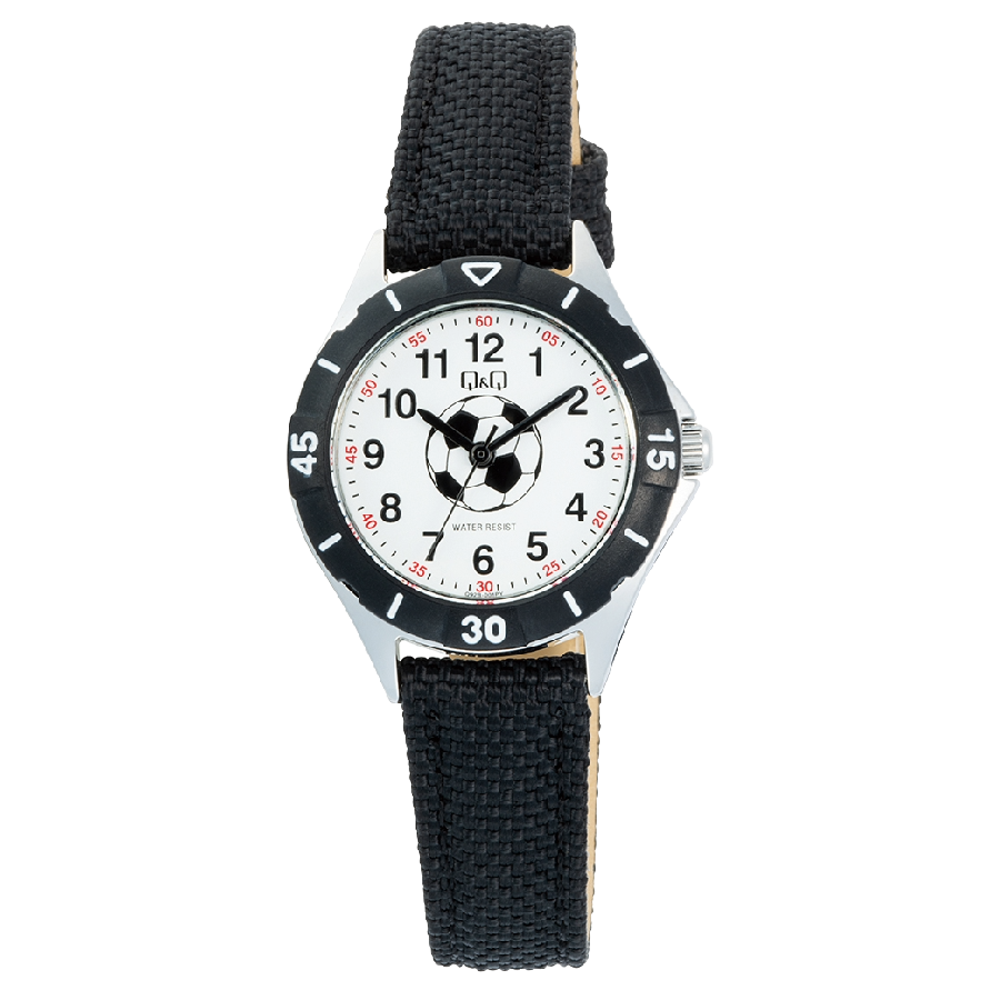 Q&Q Kinderhorloge Zilver Zwart Nylon - Q92B-001PY
