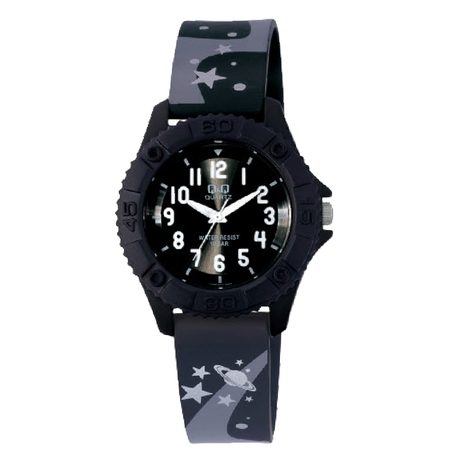 Q&Q Kinderhorloge Zwart Kunststof - VQ96J014Y
