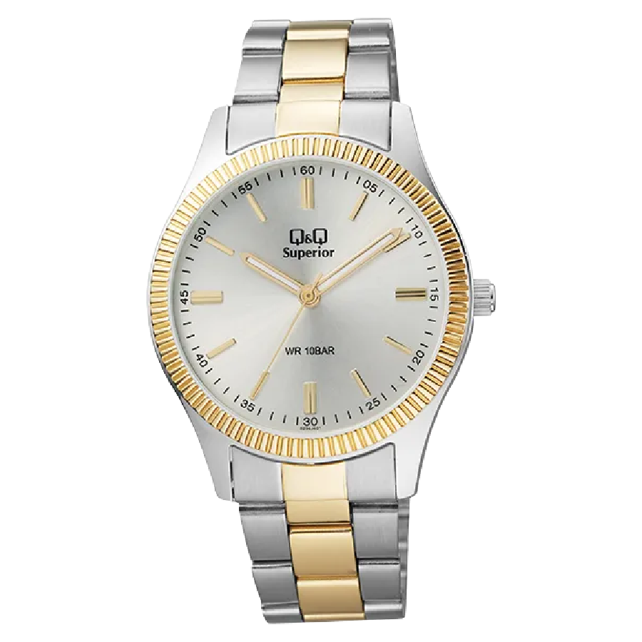 Q&Q Superior Heren Horloge Zilver Goud Metaal - S294J401Y