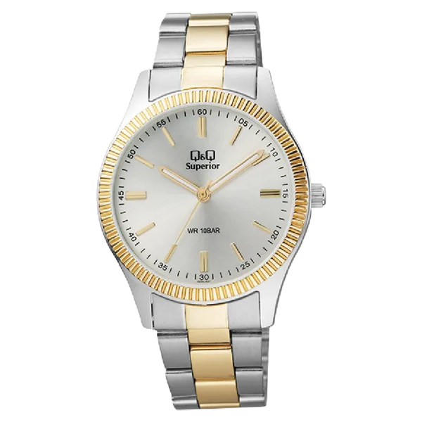 Q&Q Superior Heren Horloge Zilver Goud Metaal - S294J401Y