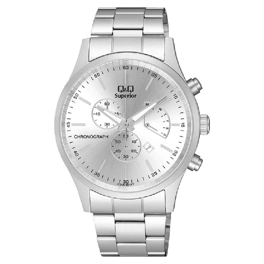 Q&Q Superior C24A-001VY Herenhorloge Zilver | 42,5 mm | HorlogeThuis