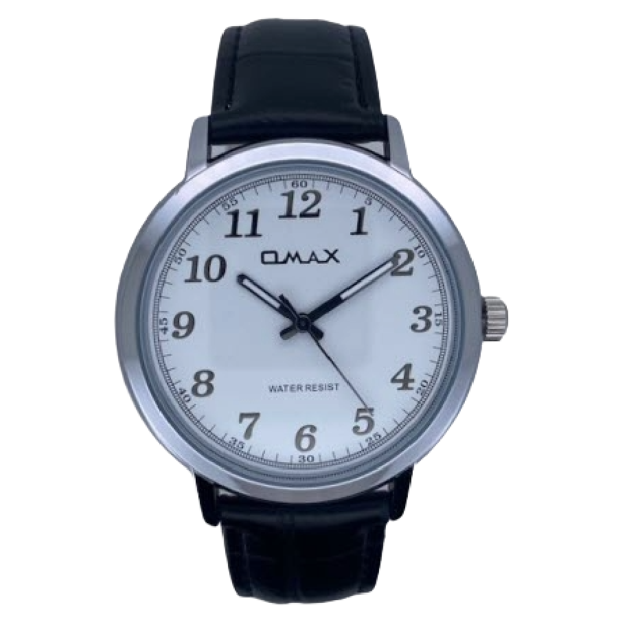 OMAX Herenhorloge Analoog Zilver Metaal Leren Band - X205