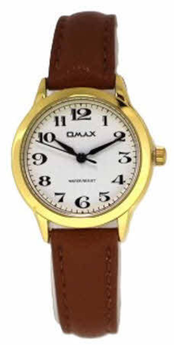 OMAX Dameshorloge Goud Metaal Leren Band – X137