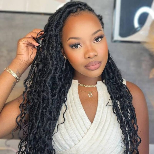 Boho Faux Goddess Locs Pre-looped Crochet Hair (6/packs)