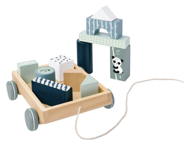 Houten blokkenwagen panda | Eichhorn