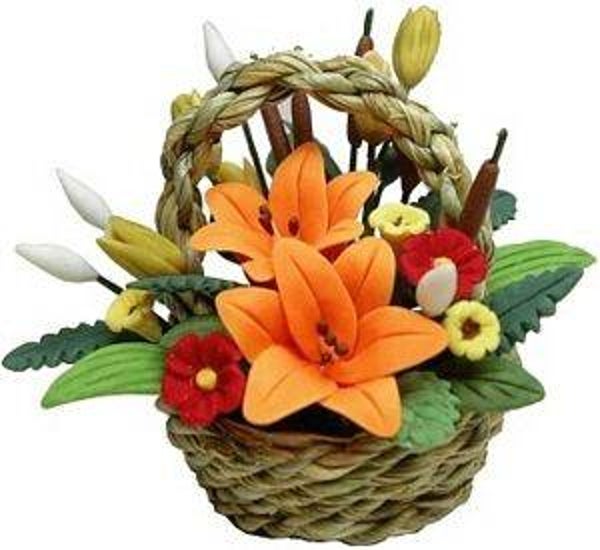 mand met bloemen