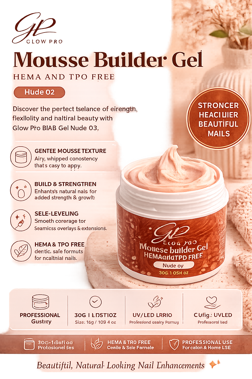 Glow Pro Mousse Builder Gel – Nude 02