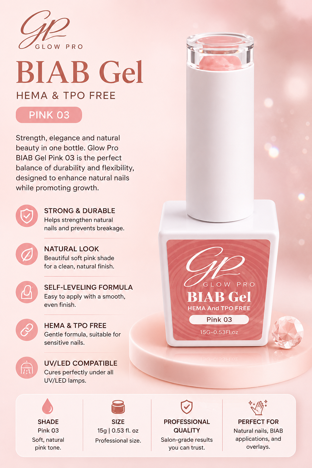 Glow Pro BIAB Gel – Pink 03