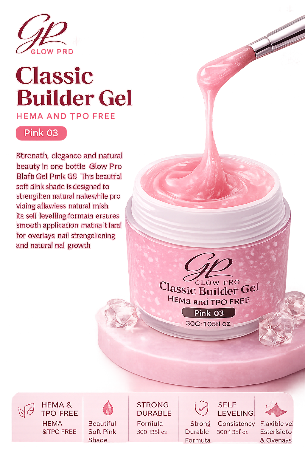 Glow Pro Classic Builder Gel – Pink 03