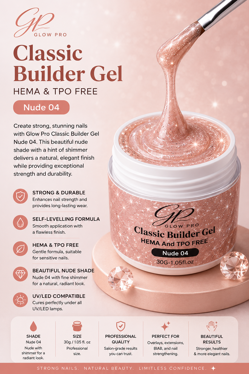 Glow Pro Classic Builder Gel – Nude 04