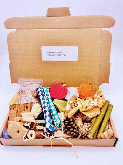 Foerageer pakket vol met natuurlijke materialen