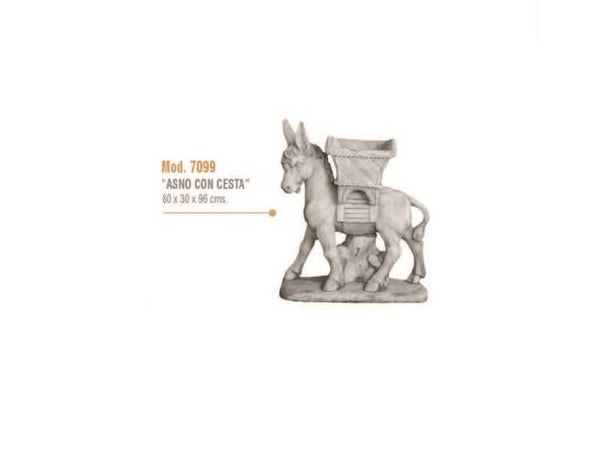 Esel mit Pflanzkübel aus Weißstein - Ref.Nr. 7099
