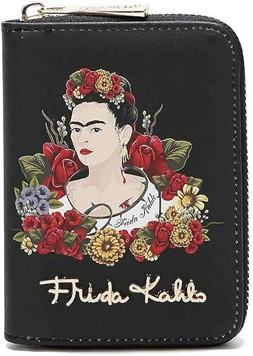 Frida Kahlo Flower Collection Cute Small Wallet with Around Zipper