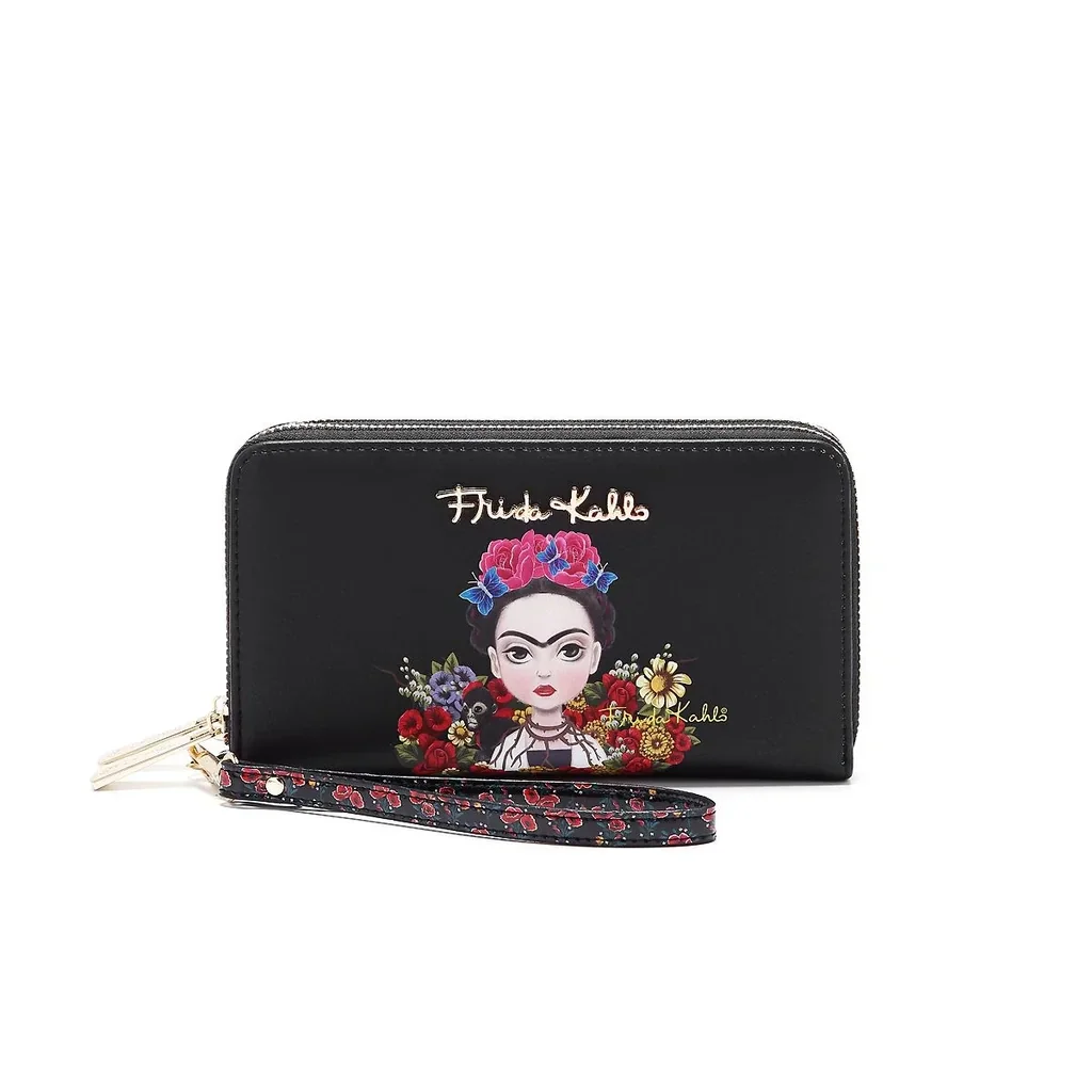 Frida Kahlo "Floral Jungle" Series Double Zipper Wristlet Wallet
