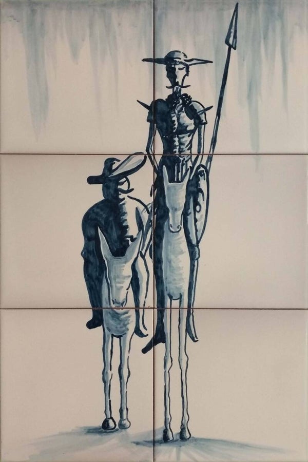 Tegeltableau: Don Quijote met Sancho - 30 x 45 cm