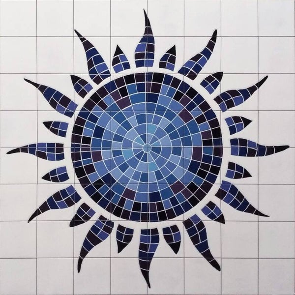 Tegeltableau: Blauwe zon - 120 x 120 cm
