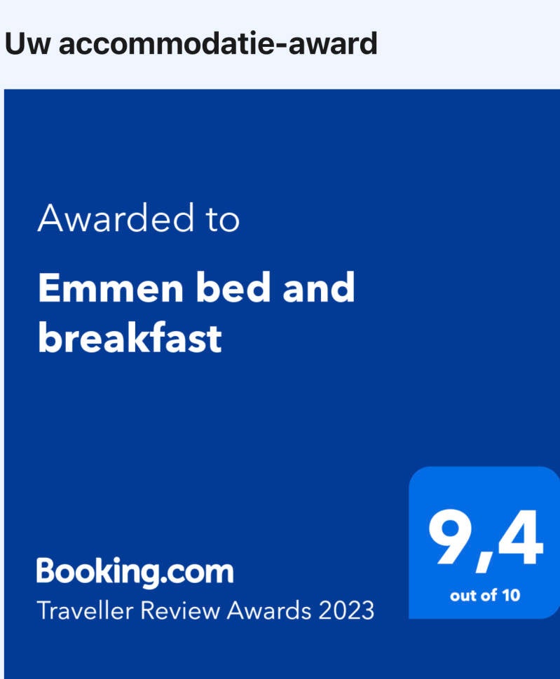 Award van Booking.com een 9,4 