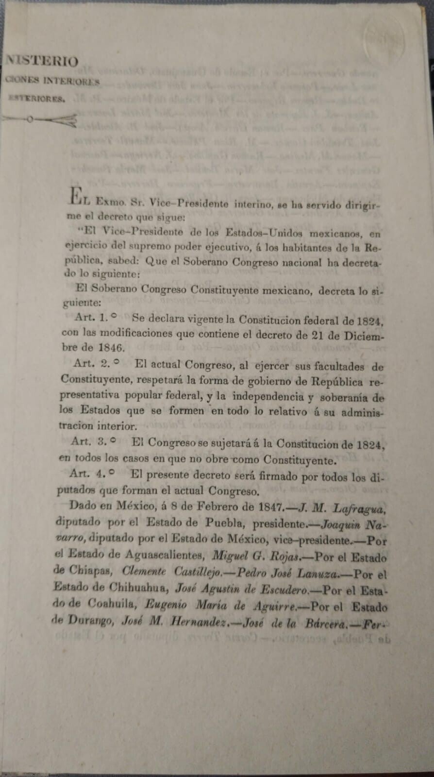 CONSTITUCIÓN DE 1824/ VALENTÍN GÓMEZ FARÍAS/ MEXICO/ GUERRA CON LOS ESTADOS UNIDOS DE AMÉRICA.